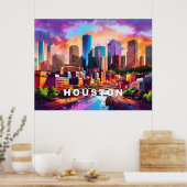 Houston Skyline Graffiti Art Poster (Keuken)