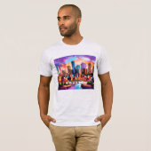 Houston Skyline Graffiti Art T-shirt (Voorkant volledig)