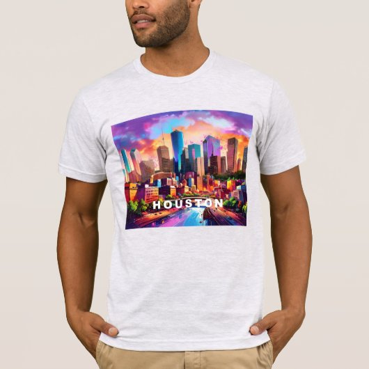Houston Skyline Graffiti Art T-shirt (Voorkant)