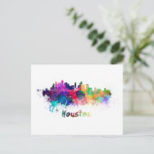 Houston skyline in waterverf briefkaart (Staand voorkant)