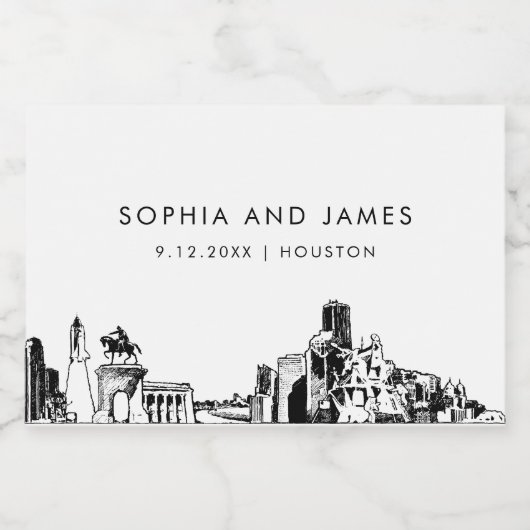 Houston Skyline Mini Sparkling Wijnetiket (Enkel label)