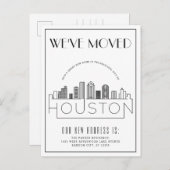 Houston Skyline Modern Deco Change of Address Aankondigingskaart (Voorkant / Achterkant)