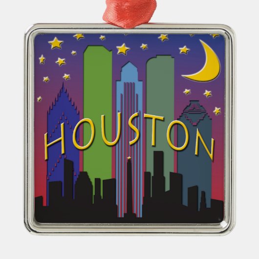 Houston Skyline nachtlife Metalen Ornament (Voorkant)