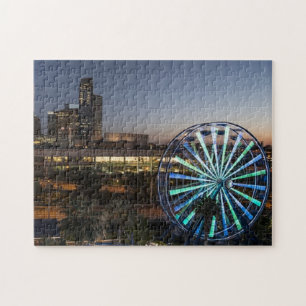 Houston Skyline   Night Lighs Ferris Wheel Foto Legpuzzel