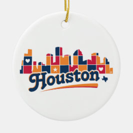 Houston Skyline Patchwork Keramisch Ornament