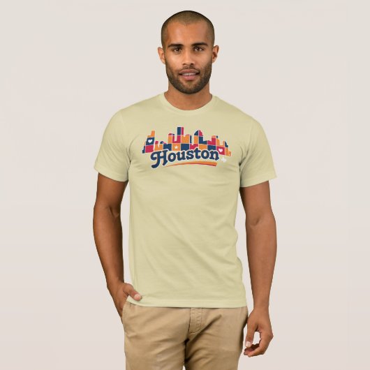 Houston Skyline Patchwork Navy Tri-Blend Shirt (Voorkant volledig)