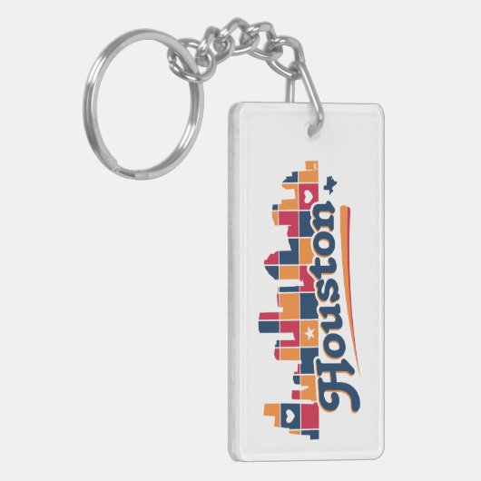 Houston Skyline Patchwork, Texas Sleutelhanger (Voorkant Links)