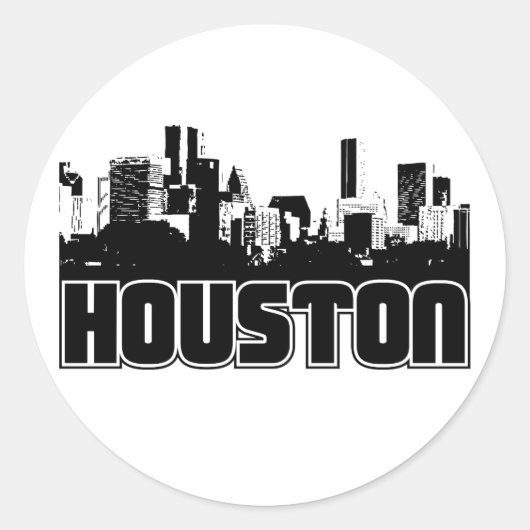 Houston Skyline Ronde Sticker (Voorkant)