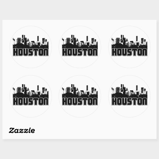 Houston Skyline Ronde Sticker (Vel)