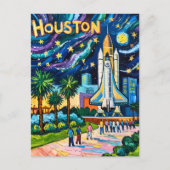 Houston Skyline Space Center Rocket Van Gogh Kids Briefkaart (Voorkant)