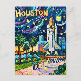 Houston Skyline Space Center Rocket Van Gogh Kids Briefkaart