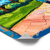 Houston Skyline Space Center Rocket Van Gogh Kids Poster (Hoek)