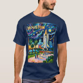 Houston Skyline Space Center Rocket Van Gogh Kids T-shirt (Voorkant)
