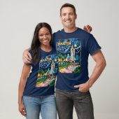 Houston Skyline Space Center Rocket Van Gogh Kids T-shirt (Unisex)