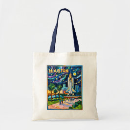 Houston Skyline Space Center Rocket Van Gogh Kids Tote Bag