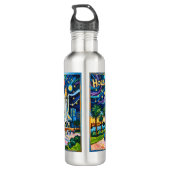 Houston Skyline Space Center Rocket Van Gogh Kids Waterfles (Achterkant)