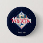 Houston Skyline Texas United States  USA Ronde Button 5,7 Cm (Voorkant)