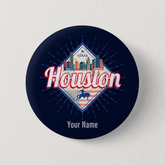 Houston Skyline Texas United States  USA Ronde Button 5,7 Cm (Voorkant)