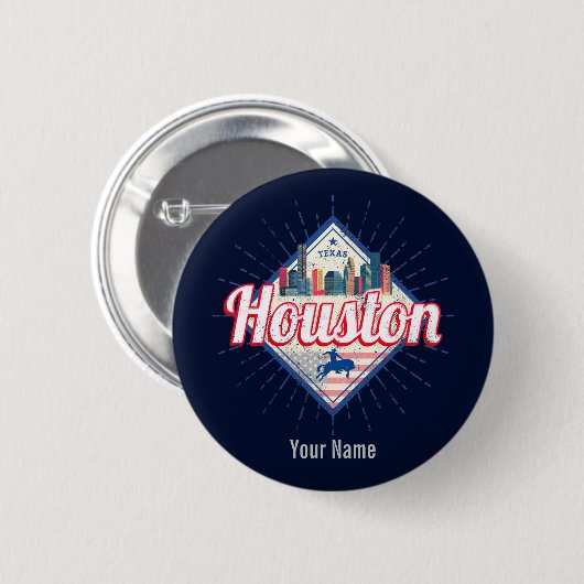 Houston Skyline Texas United States  USA Ronde Button 5,7 Cm (Voorkant /achterkant)