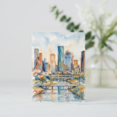 Houston Skyline water color Briefkaart (Staand voorkant)