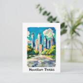 Houston Skyline water gekleurd Briefkaart (Staand voorkant)