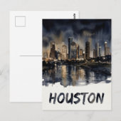 Houston Skyline waterverf Briefkaart (Voorkant / Achterkant)
