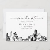 Houston Skyline Wedding Save the Date Kaart (Voorkant)