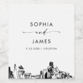 Houston Skyline Wijn Etiket (Enkel label)