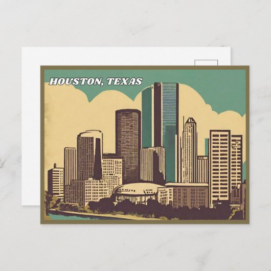 Houston stad, Texas Briefkaart (Voorkant / Achterkant)