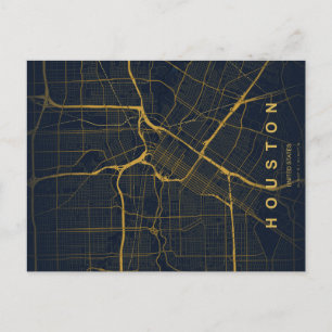 Houston stadsplattegrond minimale ansichtkaart briefkaart