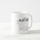 Houston Stylized Skyline | Aangepaste slogan Koffiemok (Voorkant rechts)