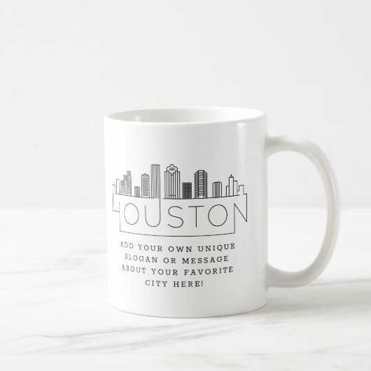 Houston Stylized Skyline | Aangepaste slogan Koffiemok (Rechts)