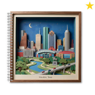 Houston Texas Amerika Gelaagd Papier Kunst Diorama Notitieboek