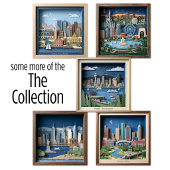 Houston Texas Amerika Gelagde Papierkunst Diorama Poster