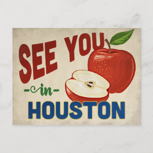 Houston Texas Apple - Vintage Travel Briefkaart