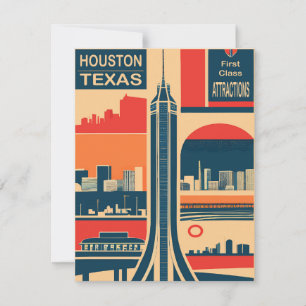 Houston Texas Art Deco Uitnodiging