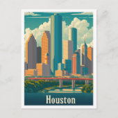 Houston Texas Art Vintage Travel Illustratie Briefkaart (Voorkant)
