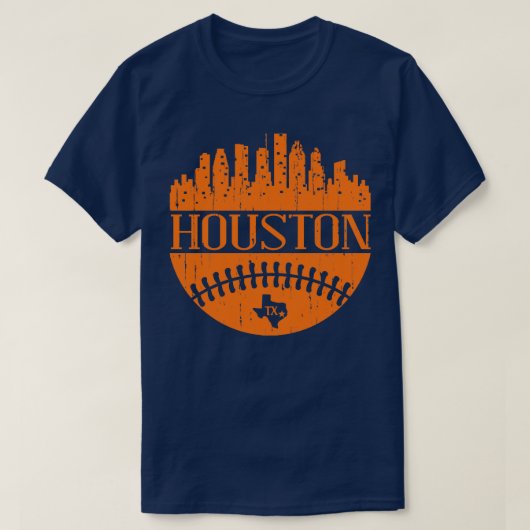 Houston Texas Baseball City Skyline Cityscape Retr T-shirt (Design voorkant)
