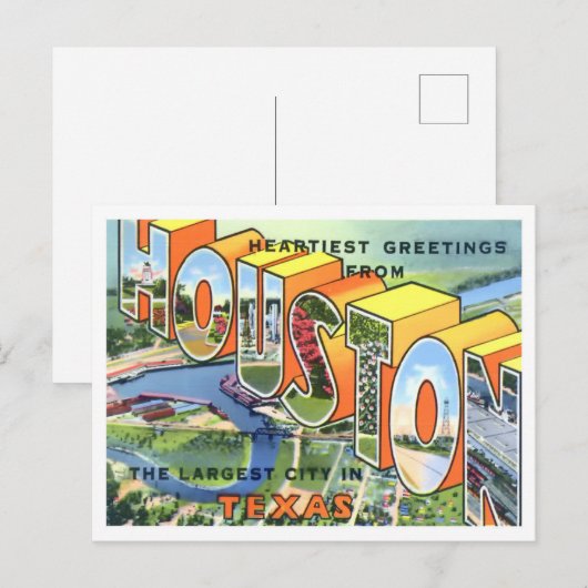 Houston, Texas  Big Letters Briefkaart (Voorkant / Achterkant)