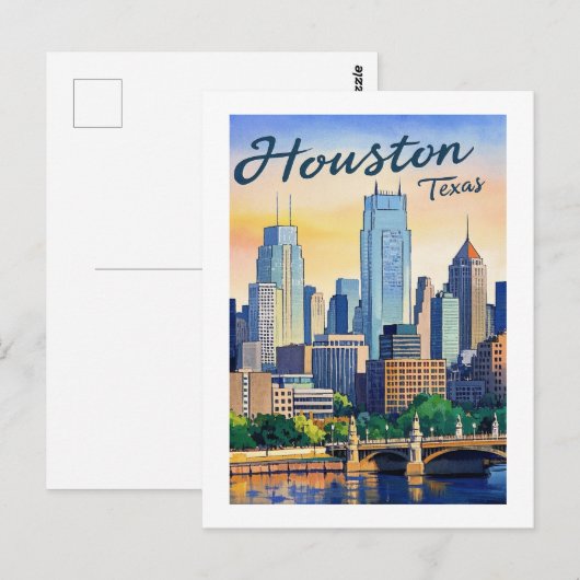 Houston Texas Briefkaart (Voorkant / Achterkant)