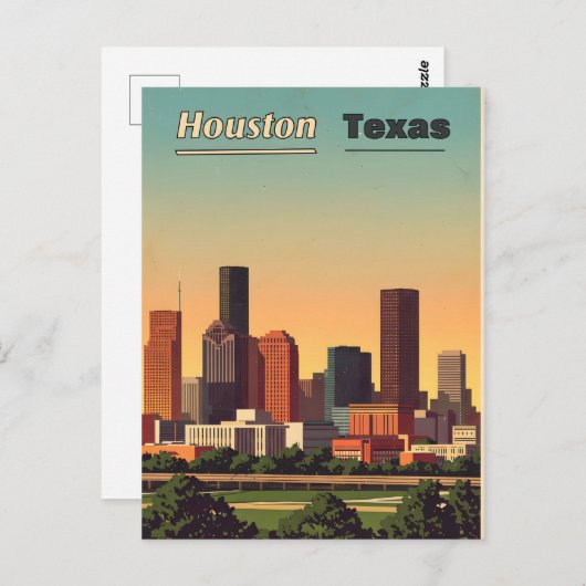 "Houston Texas" briefkaart ontwerp (Voorkant / Achterkant)