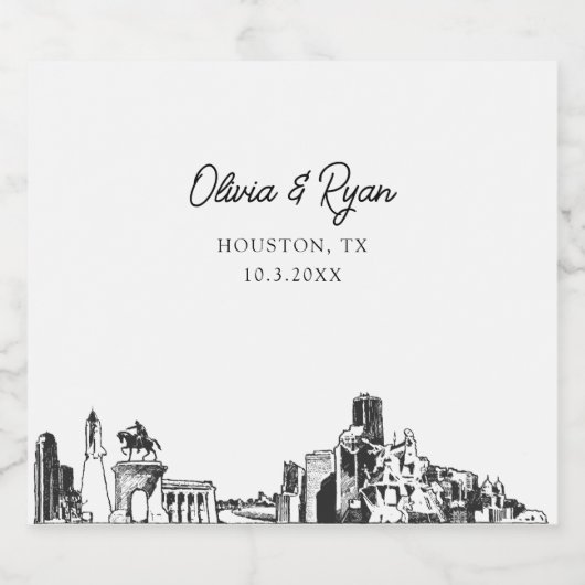 Houston Texas Bruiloft Champagne Label Sparkling Wijnetiket (Enkel label)