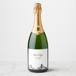 Houston Texas Bruiloft Champagne Label Sparkling Wijnetiket