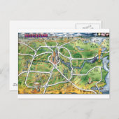 Houston Texas Cartoon Map Briefkaart (Voorkant / Achterkant)