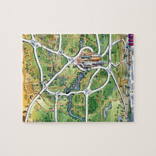 Houston Texas Cartoon Map Legpuzzel (Horizontaal)
