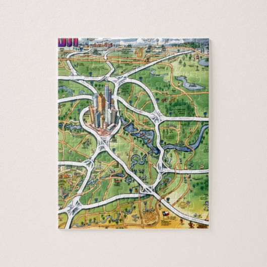 Houston Texas Cartoon Map Legpuzzel (Verticaal)