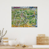 Houston Texas Cartoon Map Poster (Keuken)