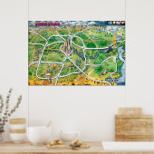Houston Texas Cartoon Map Poster (Keuken)