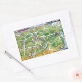 Houston Texas Cartoon Map Rechthoekige Sticker (Envelop)