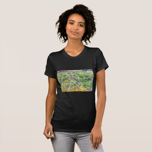Houston Texas Cartoon Map T-shirt (Voorkant volledig)
